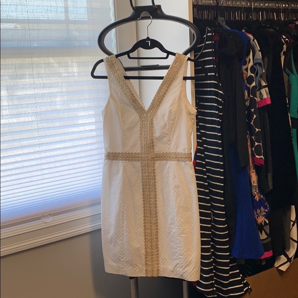 Lilly Pulitzer white and gold dress!